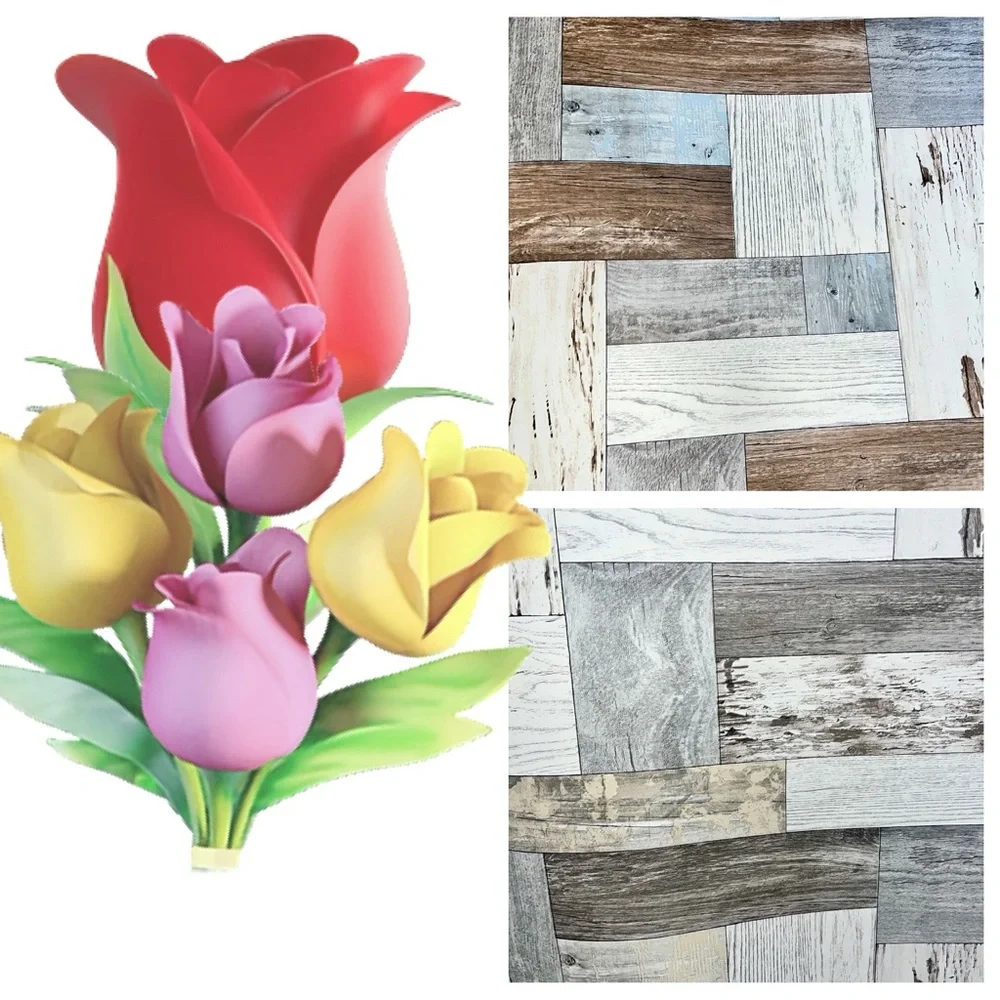 Large Rustic Multicolor Wood Panels Wallpaper sheet samples x10